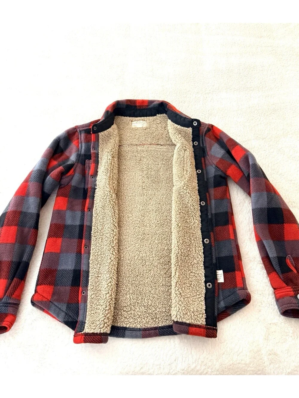 Weatherproof Vintage Boys M 10/12 Sherpa Lined Buffalo Plaid Jacket Red
